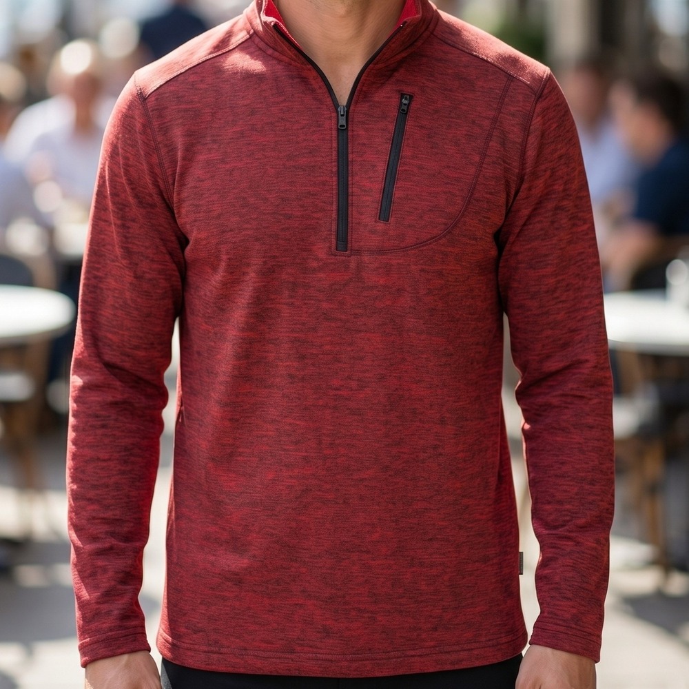 Swiss Tech Mens Quarter Zip Pullover Heather‎ Red Active Performance SWMM80WS